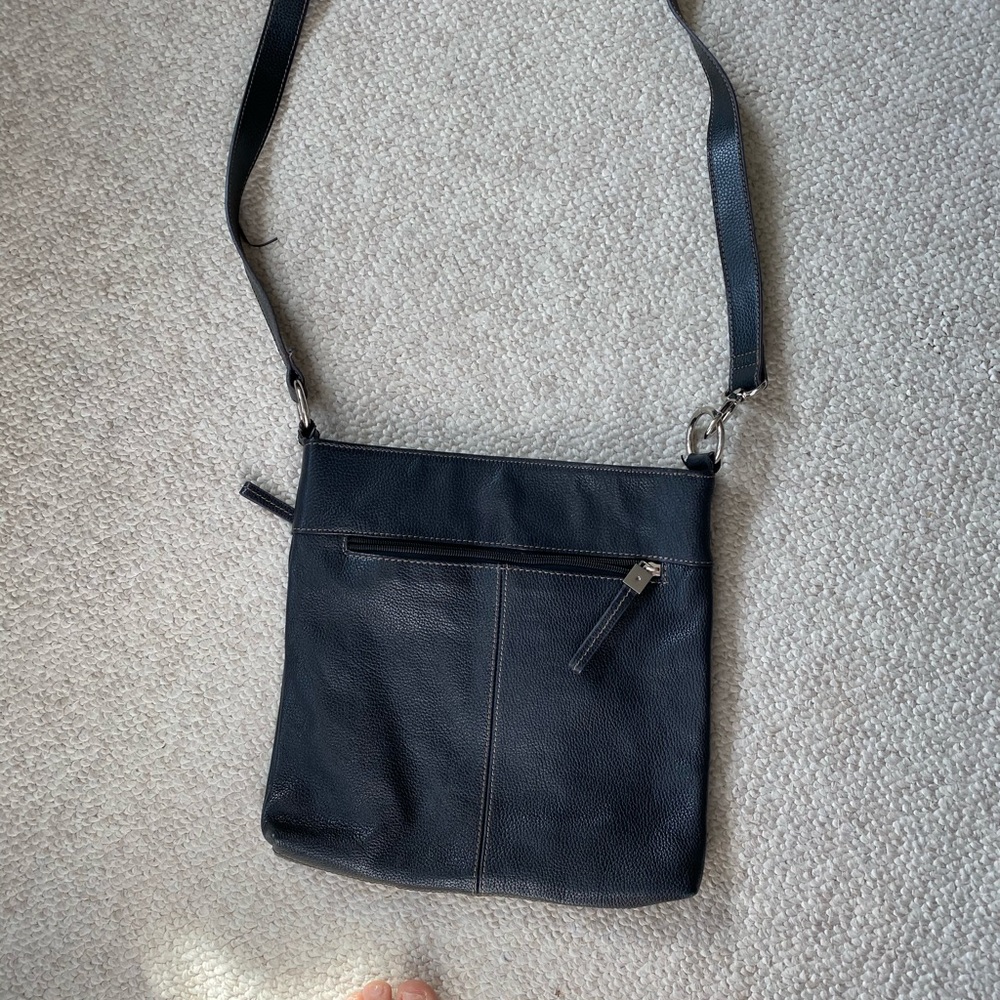 Black leather cross-body